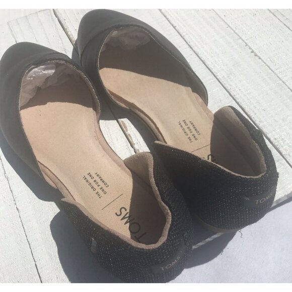 TOMS Jutti d'Orsay Black Flat, Slip On Women's Shoes Sz 7 EU 37.5 EUC Glitter - Picture 4 of 16